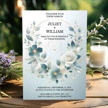 by fancy metal glam shiny high end silver wedding invitation