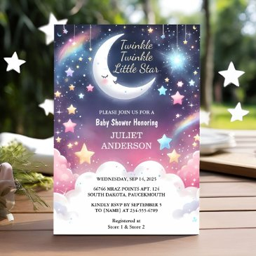 by glitter twinkle twinkle little star baby shower invitation