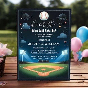 by team ball game pitch fun baseball gender reveal invitation