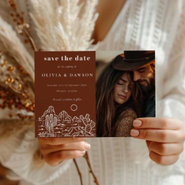 cactus line art desert photo save the date  postinvitations