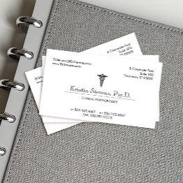 Small Caduceus Medical Professional Nurse Or Doctor Business Invitations Front View