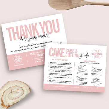 cake care & cutting guide v2, cake serving guide thank you invitations