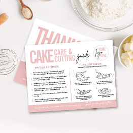 Small Cake Care & Cutting Guide V3, Cake Serving Guide Postinvitations Front View