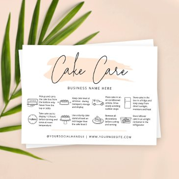cake care instructions light soft beige watercolor business invitations