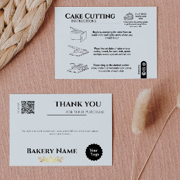 Small Cake Cutting Guide 2x2 Portions Round Serving Thank You Invitations Front View