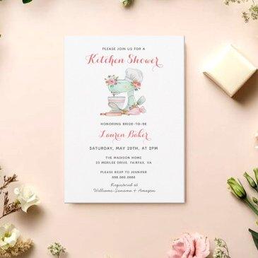 cake mixer kitchen bridal shower invitation