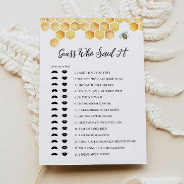 calla bee guess who said it bridal shower game invitation
