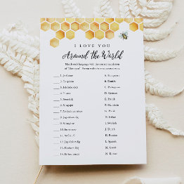 Small Calla Bee I Love You Around The World Bridal Game Invitation Front View