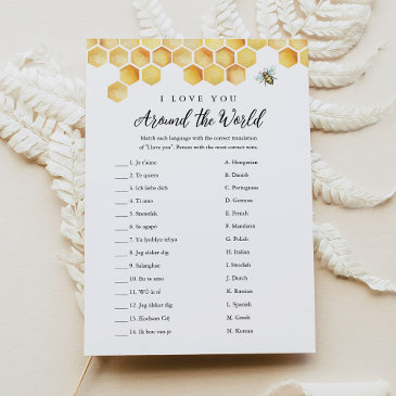 calla bee i love you around the world bridal game invitation