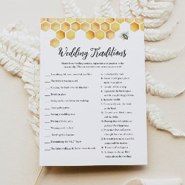 Small Calla Bee Wedding Traditions Bridal Shower Game Invitation Front View
