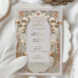 Small Calla Lily Gold Foil Wedding Invitation By Mucha F Foil Invitation Front View