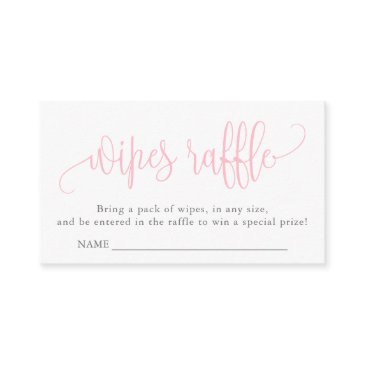 calligraphy baby shower wipes raffle, baby pink enclosure invitations