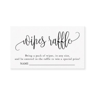 calligraphy baby shower wipes raffle black white enclosure invitations