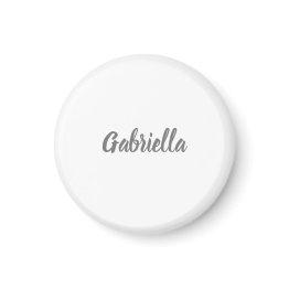 Small Calligraphy Elegant Grey White Plain Simple Name Magnet Front View