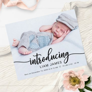 calligraphy photo budget birth announcement invitations