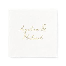 Small Calligraphy Professional Elegant Gold Color Napkins Front View