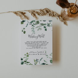 Small Calligraphy Script Foliage Wedding Wishing Well Enclosure Invitations Front View