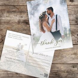 Small Calligraphy Script Simple Elegant Two Photo Modern Postinvitations Front View