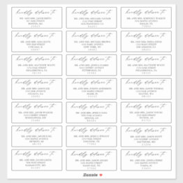 Small Calligraphy Script Wedding Guest Address Labels Front View