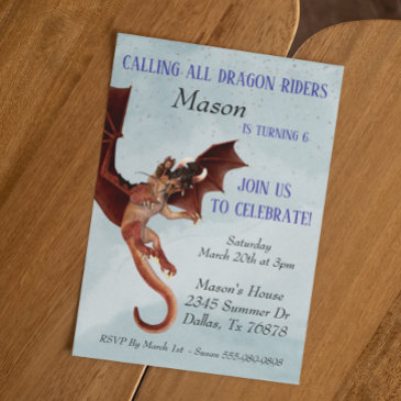 calling all dragon riders birthday party child's invitation