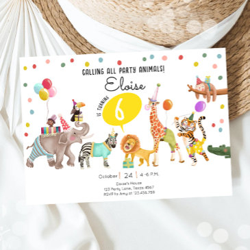 calling all party animals safari boy girl birthday invitation