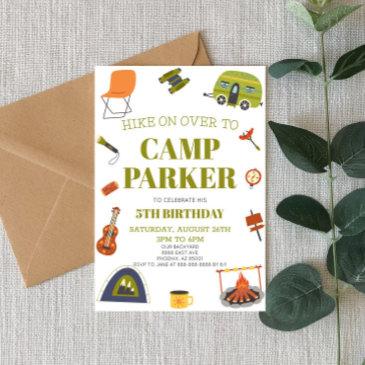 camp camping happy camper birthday party invitation