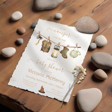 camping adventure clothesline baby shower invitation