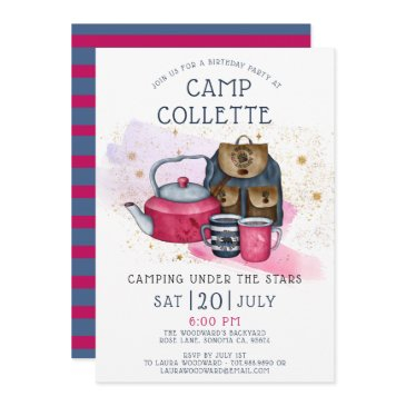 camping birthday party under the stars invitation