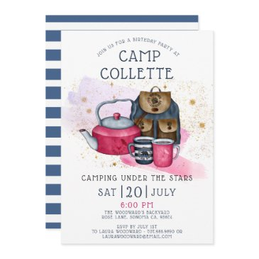 camping birthday party under the stars invitation