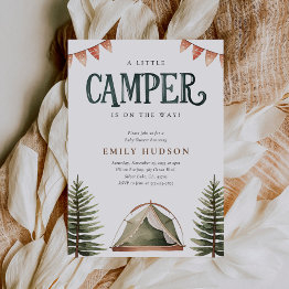 Small Camping Forest Watercolor Baby Shower Invitation Front View