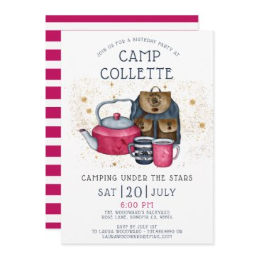 camping glamping birthday party under the stars  invitation