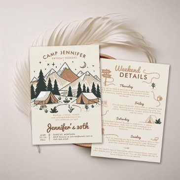 camping glamping camp earth 30th birthday weekend invitation