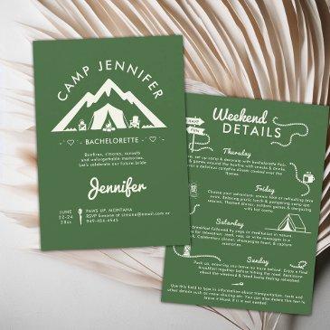 camping glamping camp green bachelorette party invitation