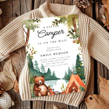 camping mountain rustic baby shower invitation