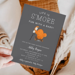 Small Camping Smore Fun With A Baby Shower Invitation Front View