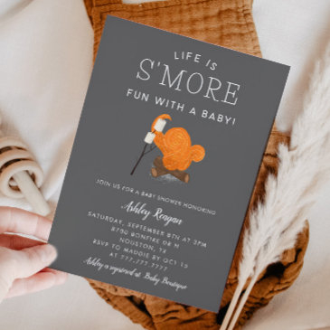 camping smore fun with a baby shower invitation