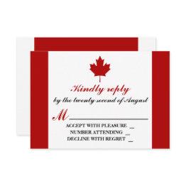Small Canadian Flag Wedding Rsvp Invitations Front View
