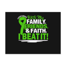 Small Cancer Survivor Faith Friends Family Green And Whi Invitation Postinvitations Front View