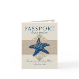 Small Cancun Mexico Passport Bridal Shower Invitation Front View