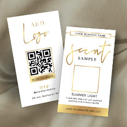 Small Candle Scent Tester Invitations Perfume Sample Gold Logo Front View