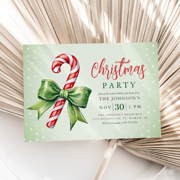 candy cane christmas party invitation