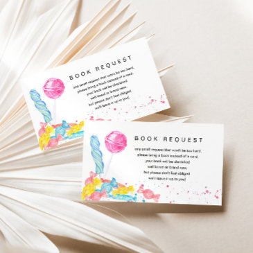 candy sweet shop baby shower book request enclosure invitations