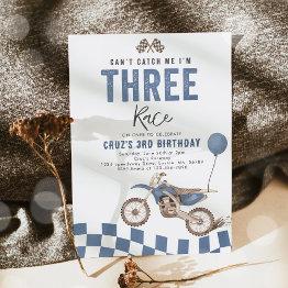 Small Can't Catch Me Dirt Bike Boy 3rd Birthday Party Invitation Front View