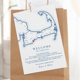 Small Cape Cod Destination Wedding Welcome Itinerary Thank You Invitations Front View