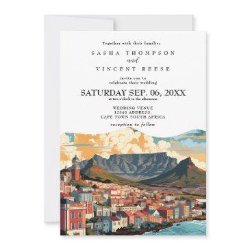 cape town south africa wedding invitation retro