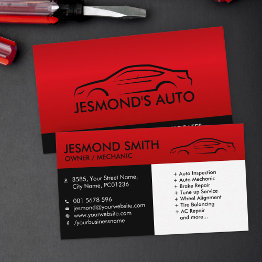 Small Car Silhouette - Mechanic Auto Repair Business Invitations Front View