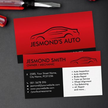 car silhouette - mechanic auto repair business invitations
