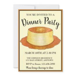 Small Caramel Custard Flan Spanish Food Dinner Party Invitation Front View