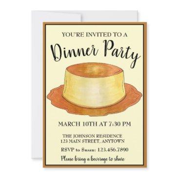 caramel custard flan spanish food dinner party invitation