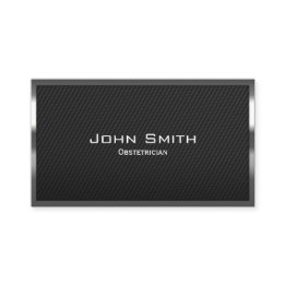 Small Carbon Fiber Obstetrician Business Invitations Front View
